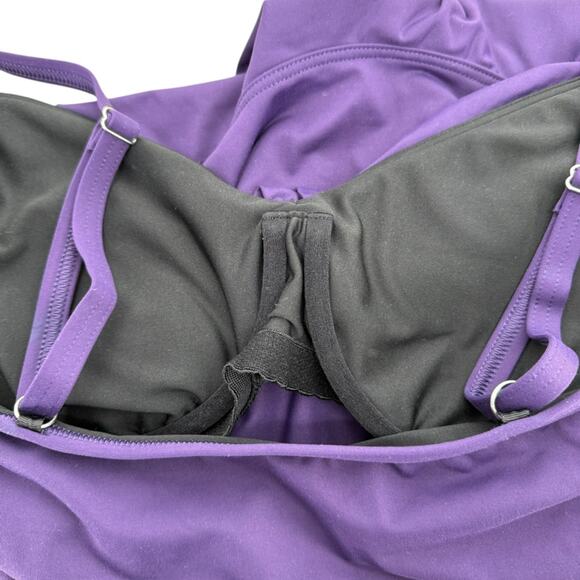 Lands’ End Purple Ruffle Tankini Swim Top Adjustable Straps Women’s Size 12 - Picture 3 of 4